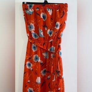 NWT Bar III Havana Women Strapless Orange Floral Dress Size XS